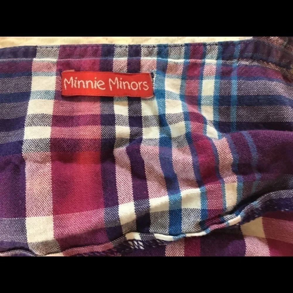 Minnie Minors Girls Plaid Dress Sz L Butterflies